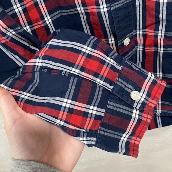 LEVIS Red Plaid Collared Button Front Casual Long Sleeve Shirt Size XL - Picture 4 of 7